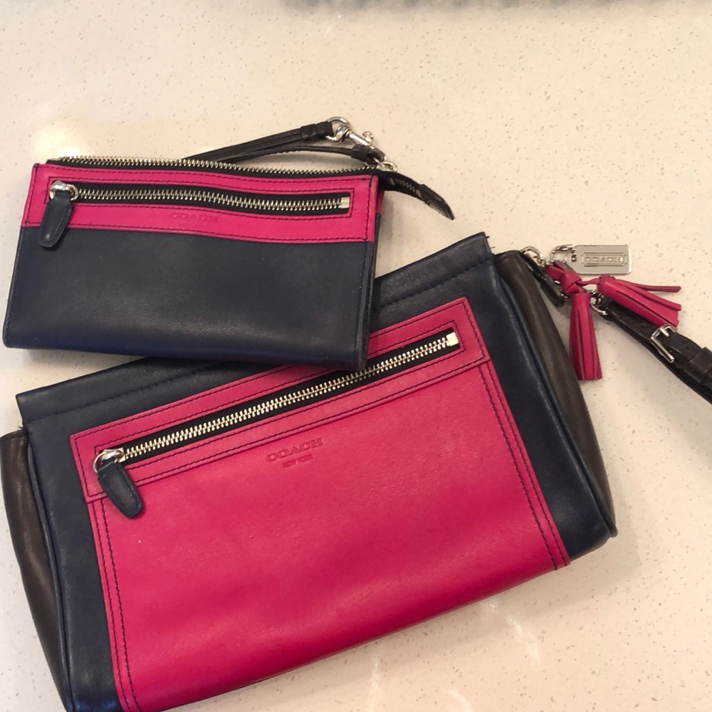 Coach matching large clutch and wristlet wallet.